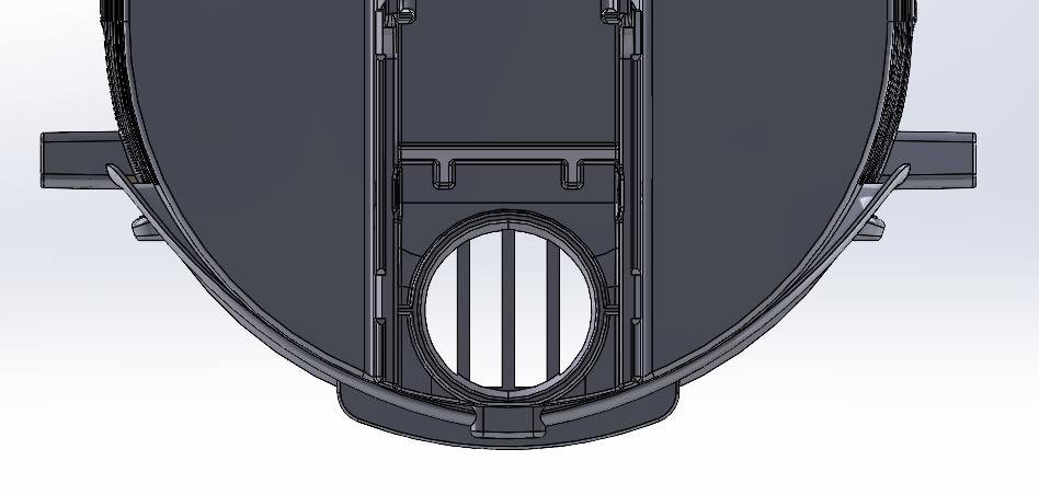 Front outlet geometry for the redirected condensation.