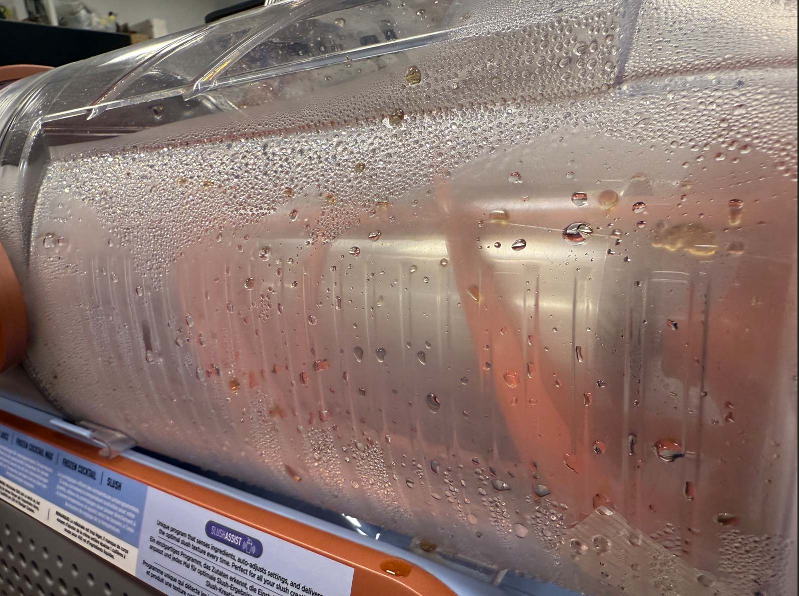 Condensation on the original vessel exterior.