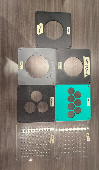 3D-printed and laser-cut baffle concepts.