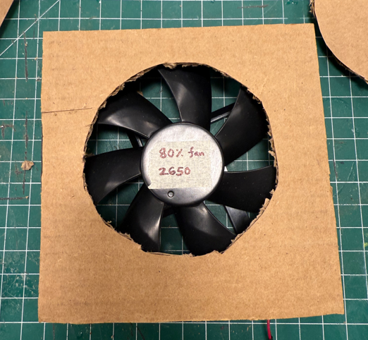 Initial cardboard baffle prototype.